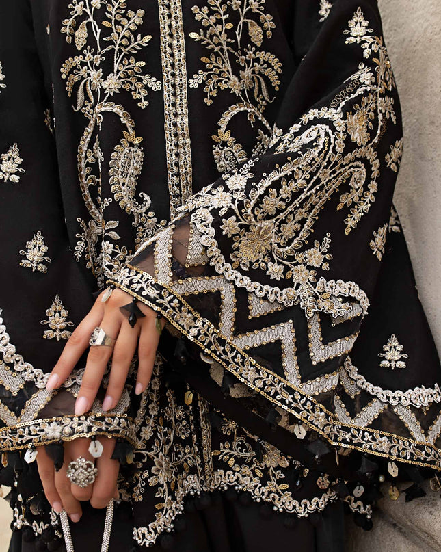 3 Piece Stitched Embroidered Raw Silk Suit