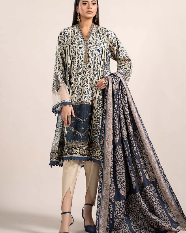3 Piece Printed Cambric Suit | MPS-2302-A