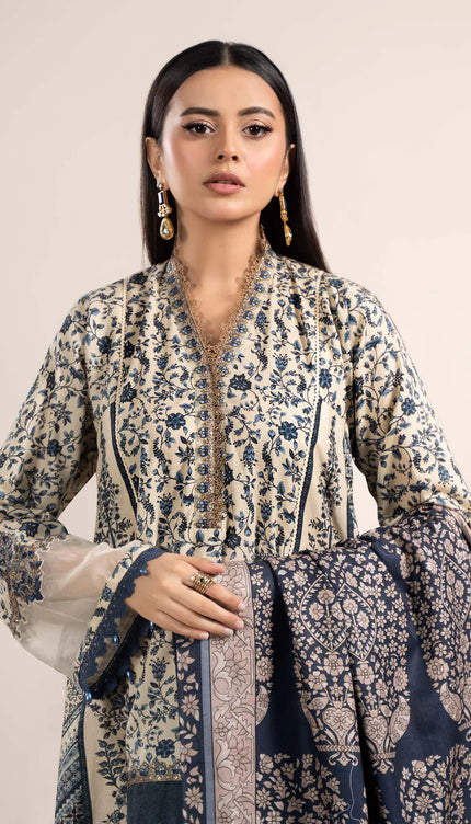 3 Piece Printed Cambric Suit | MPS-2302-A