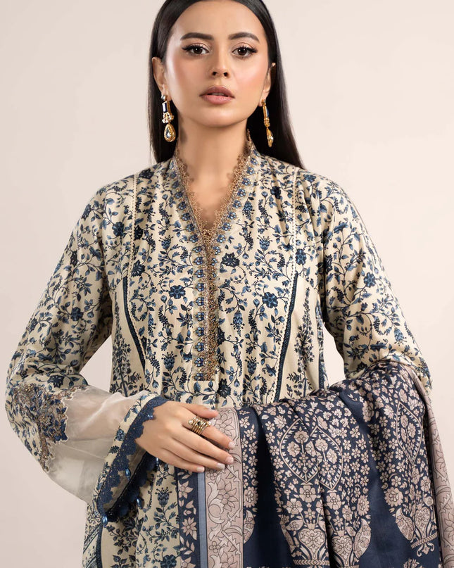 3 Piece Printed Cambric Suit | MPS-2302-A