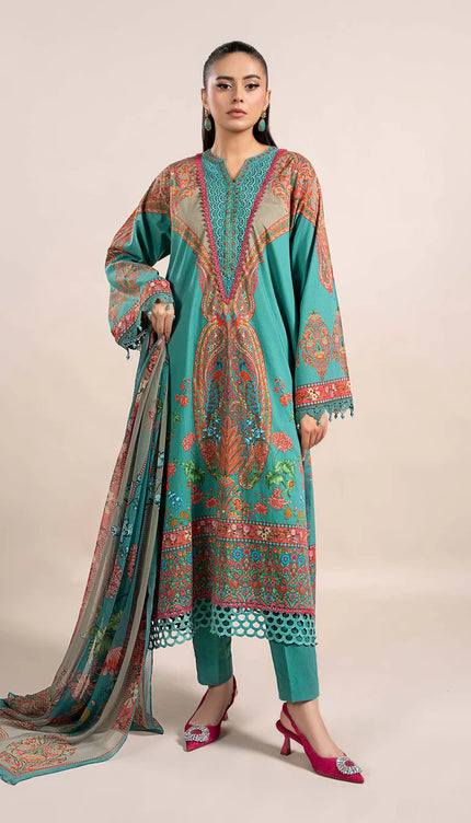 3 Piece Printed Cambric Suit | MPS-2304-A