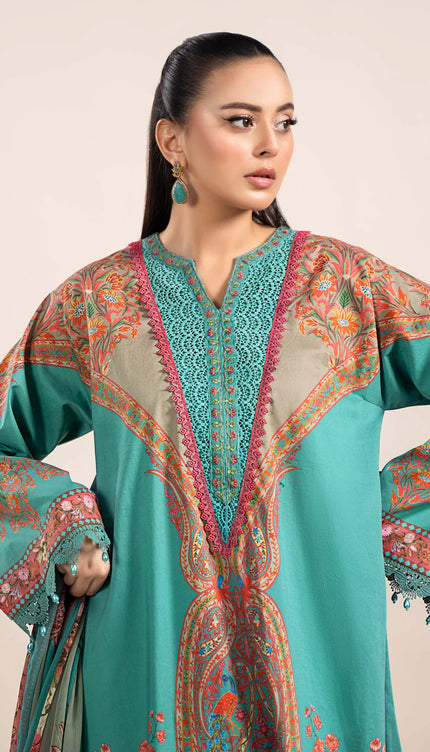 3 Piece Printed Cambric Suit | MPS-2304-A