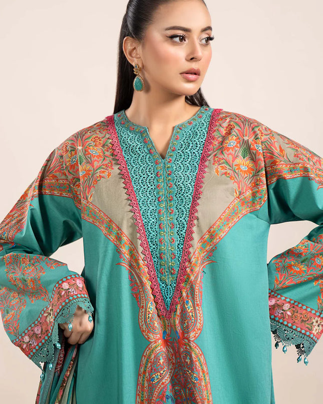 3 Piece Printed Cambric Suit | MPS-2304-A