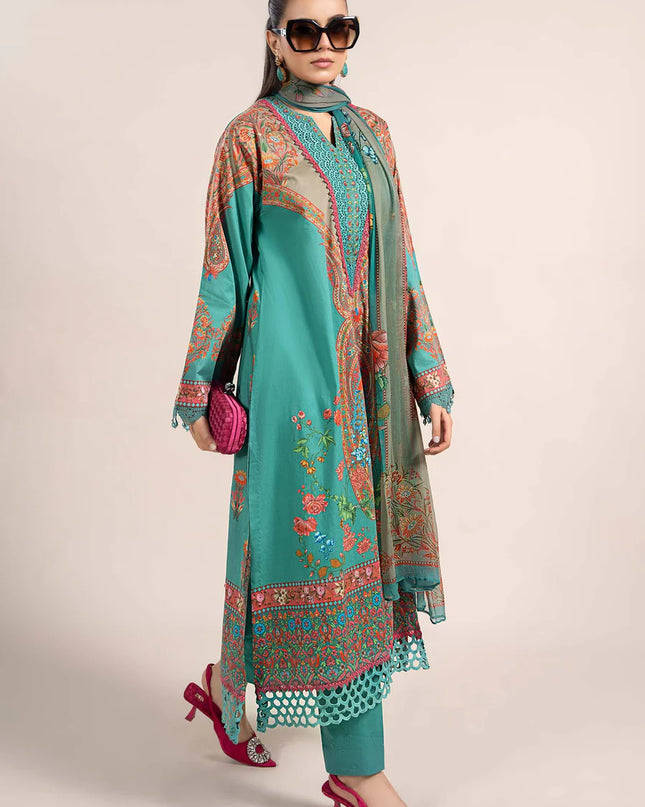 3 Piece Printed Cambric Suit | MPS-2304-A