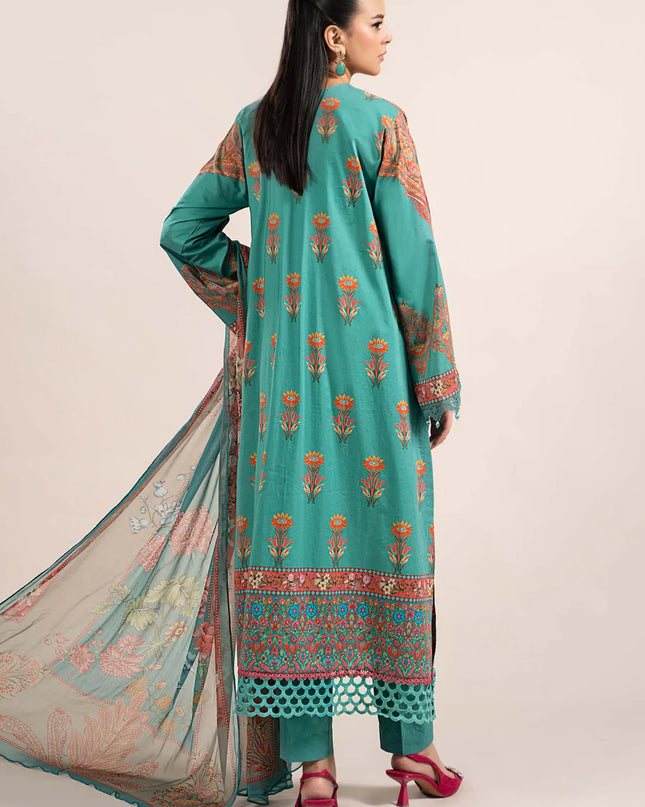 3 Piece Printed Cambric Suit | MPS-2304-A