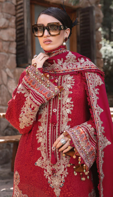 Unstitched Linen DL-1008-Maroon