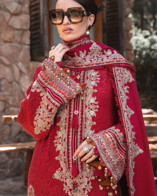 Unstitched Linen DL-1008-Maroon
