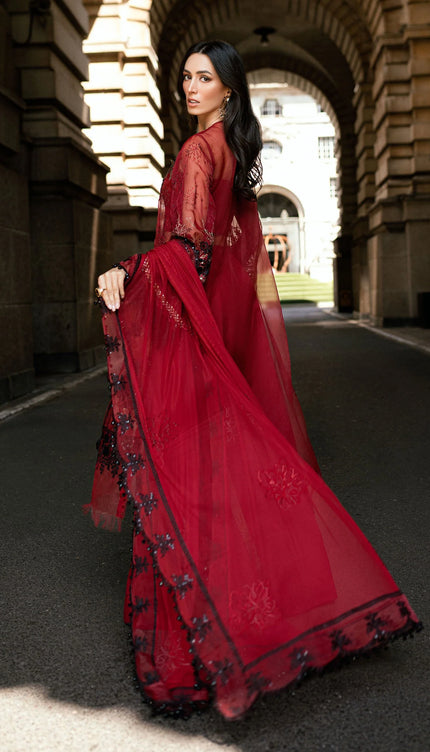 3 Piece Stitched Embroidered Organza Suit