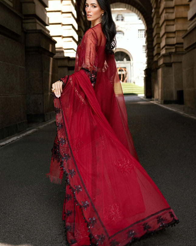 3 Piece Stitched Embroidered Organza Suit