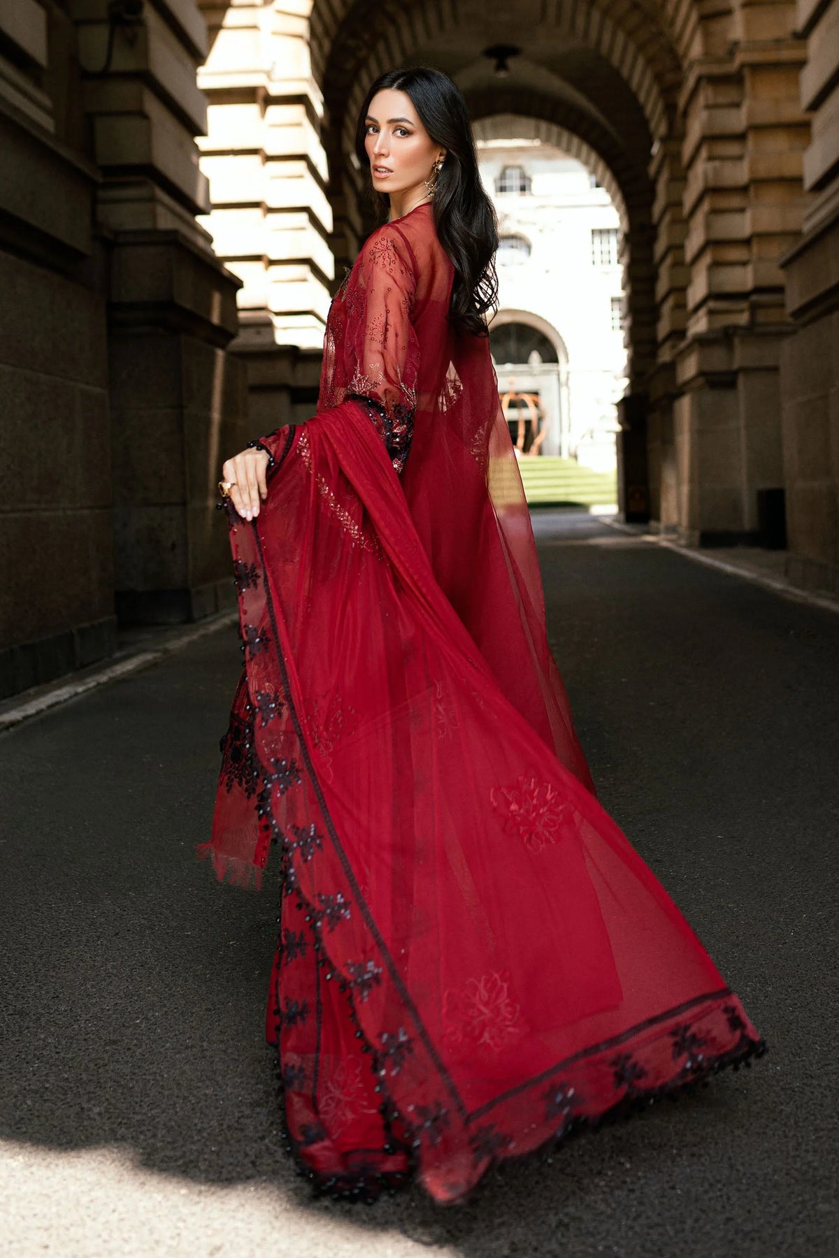 3 Piece Stitched Embroidered Organza Suit