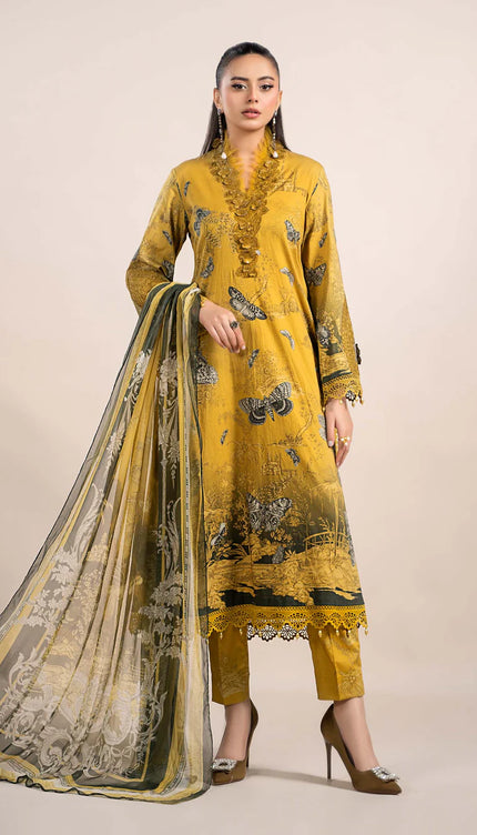 3 Piece Printed Cambric Suit | MPS-2308-B