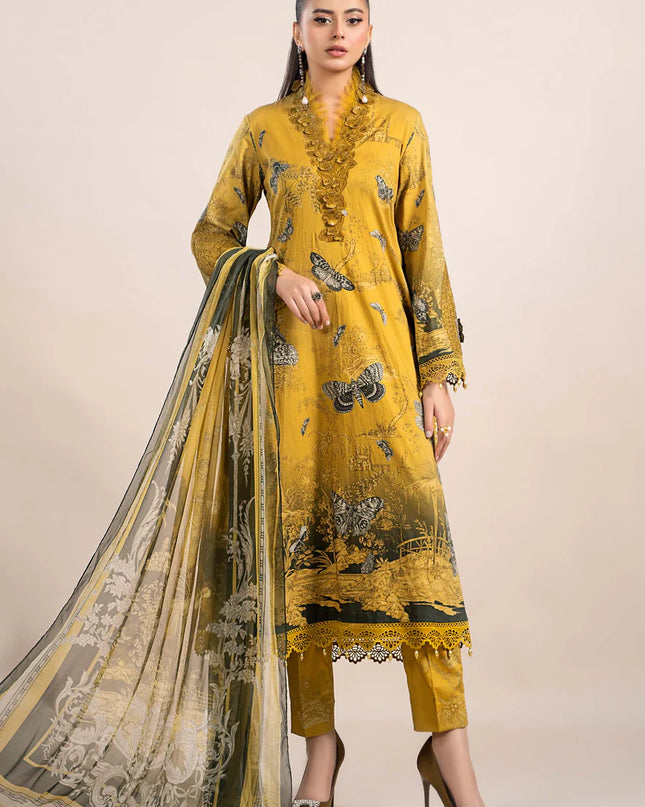 3 Piece Printed Cambric Suit | MPS-2308-B