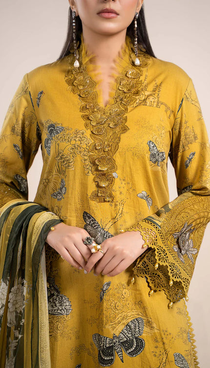 3 Piece Printed Cambric Suit | MPS-2308-B