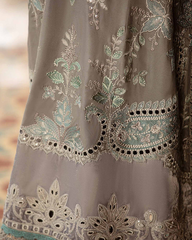 3 Piece Unstitched Embroidered Velvet Suit | DL-1209