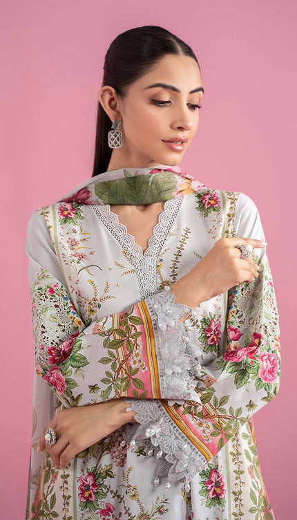 3 Piece Stitched Embroidered Lawn Suit | MPT-2605-B