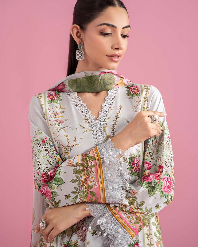 3 Piece Stitched Embroidered Lawn Suit | MPT-2605-B