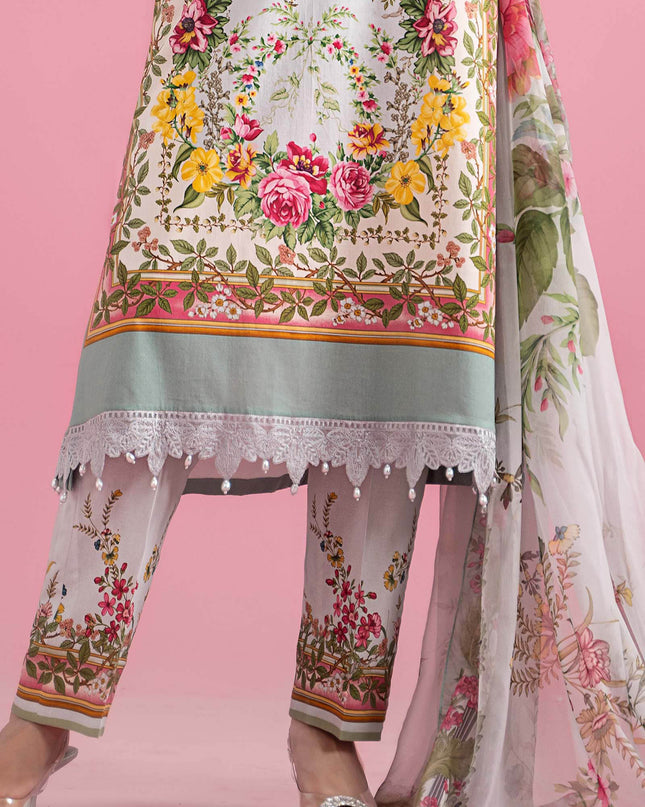 3 Piece Stitched Embroidered Lawn Suit | MPT-2605-B