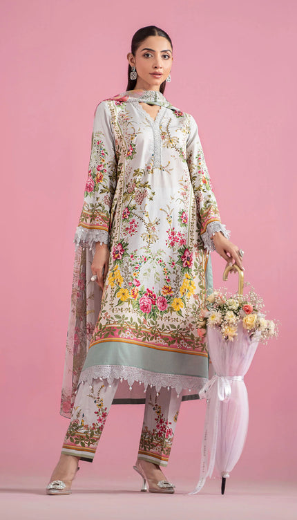 3 Piece Stitched Embroidered Lawn Suit | MPT-2605-B