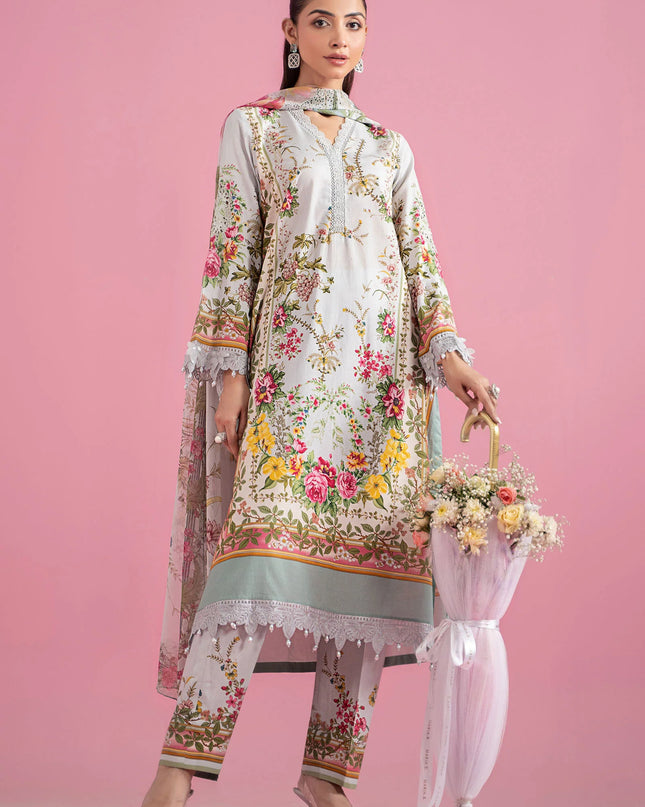 3 Piece Stitched Embroidered Lawn Suit | MPT-2605-B