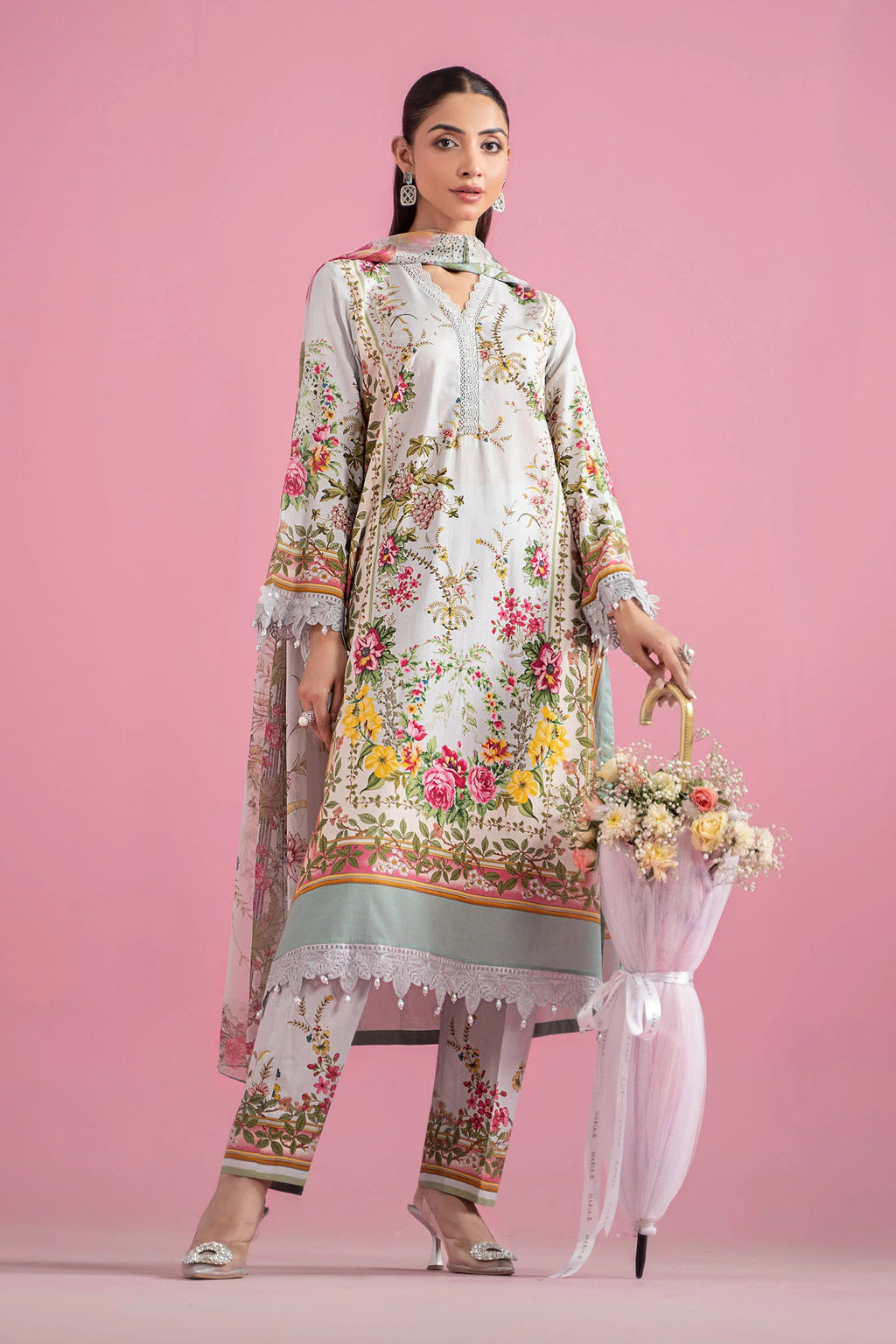 3 Piece Stitched Embroidered Lawn Suit | MPT-2605-B