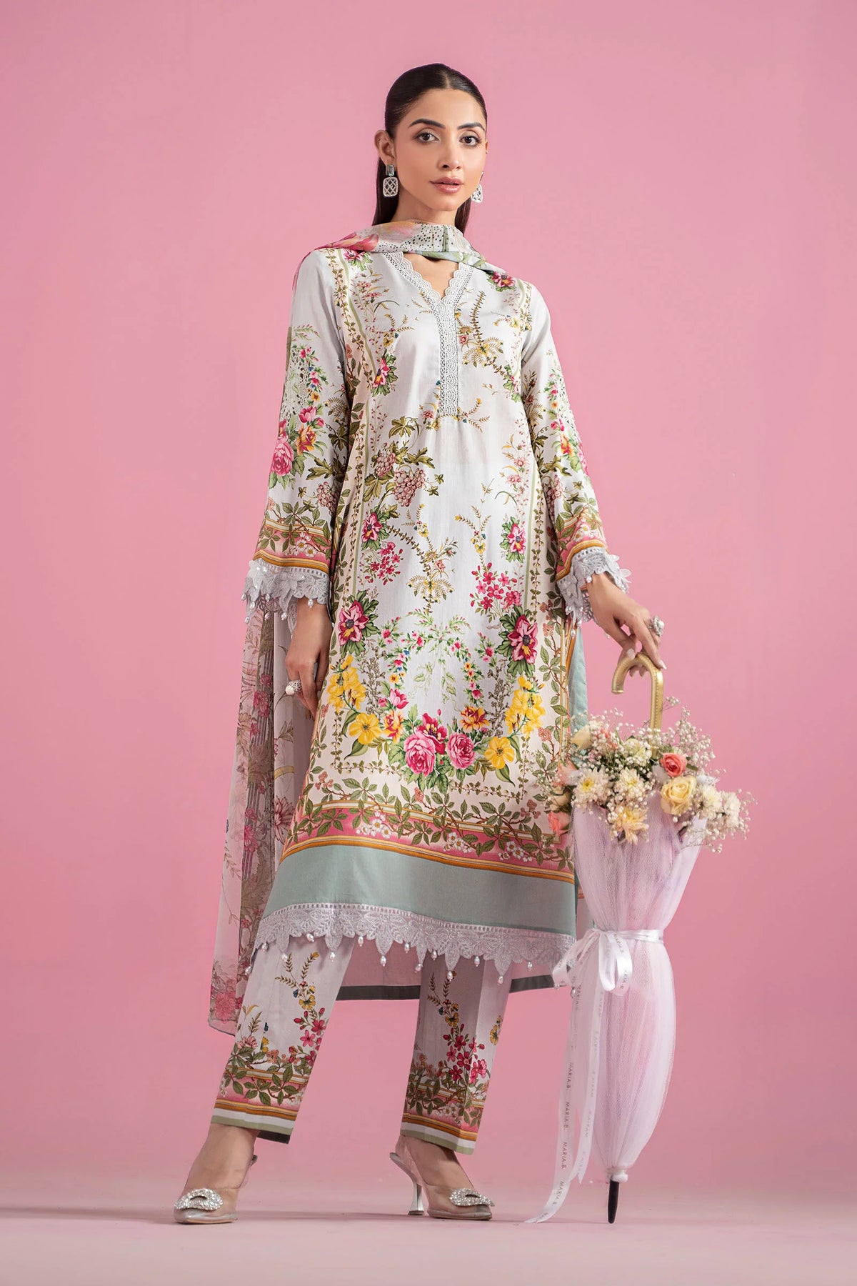3 Piece Stitched Embroidered Lawn Suit | MPT-2605-B
