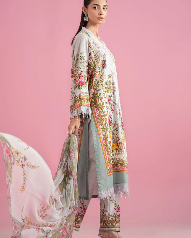 3 Piece Stitched Embroidered Lawn Suit | MPT-2605-B