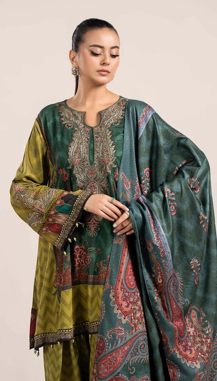 3 Piece Printed Linen Suit | MPS-2305-A