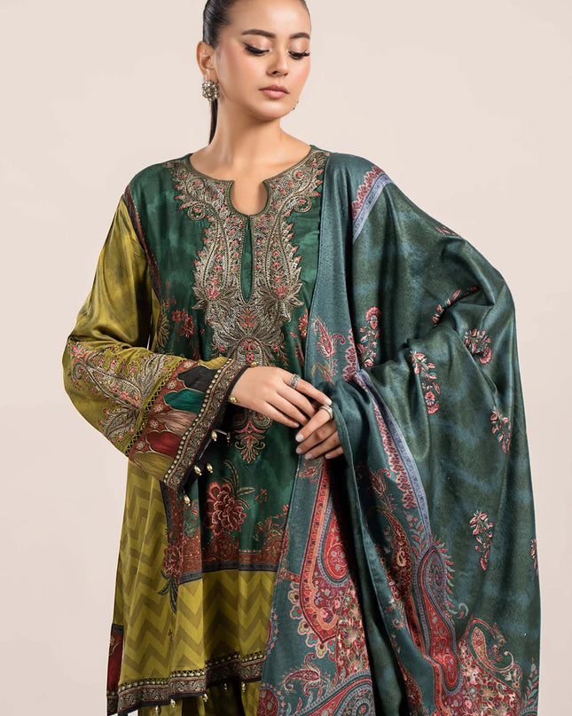 3 Piece Printed Linen Suit | MPS-2305-A