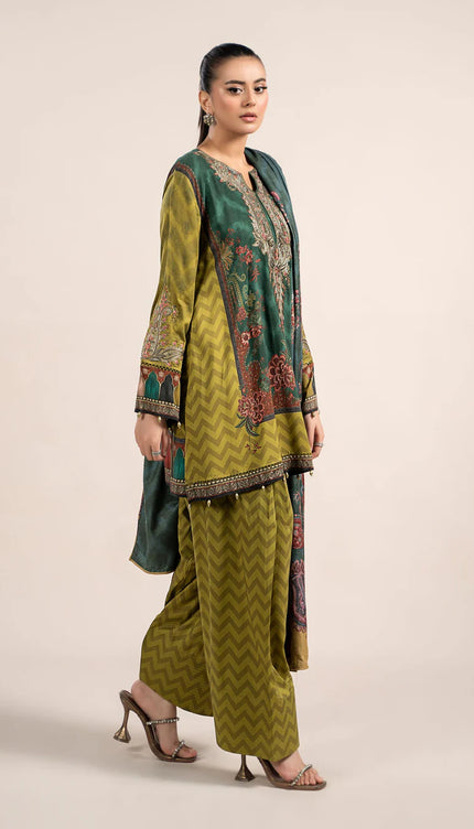 3 Piece Printed Linen Suit | MPS-2305-A