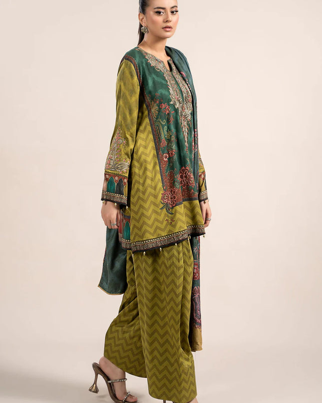 3 Piece Printed Linen Suit | MPS-2305-A