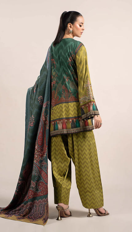 3 Piece Printed Linen Suit | MPS-2305-A