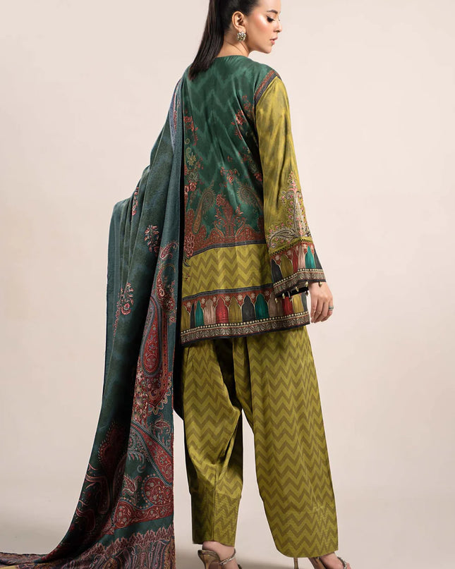 3 Piece Printed Linen Suit | MPS-2305-A