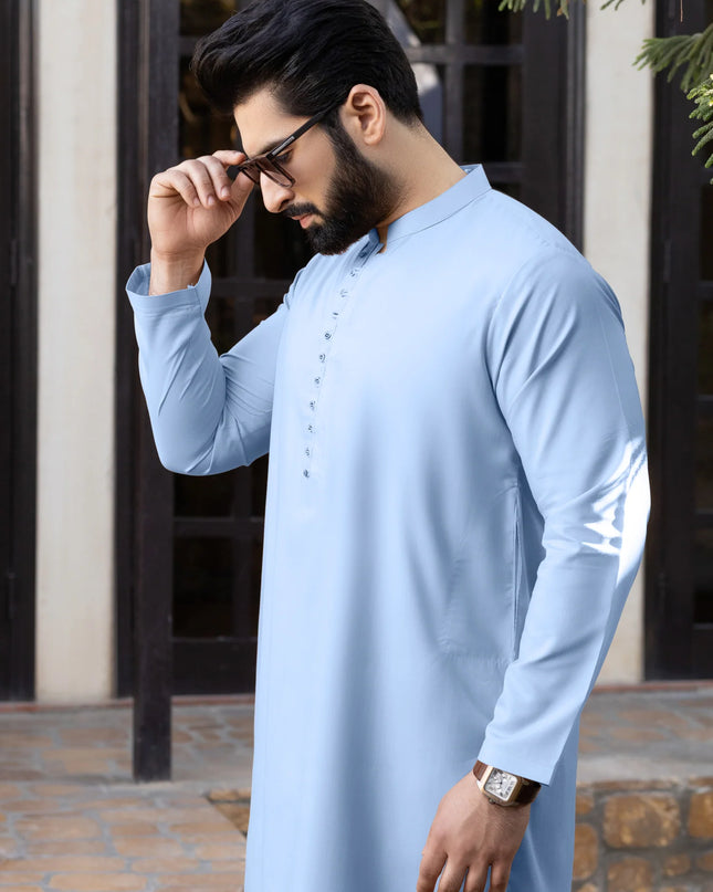 Hook Button Mint Blue Stitched Suit
