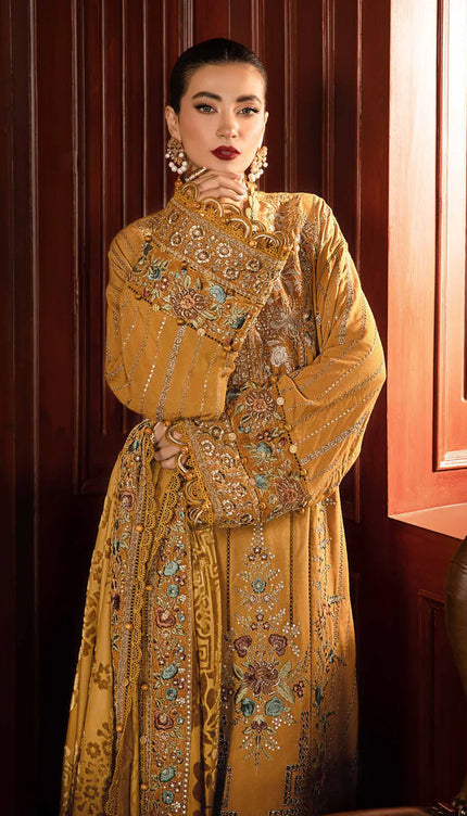 3 Piece Unstitched Embroidered Twill Linen Suit | DL-1207