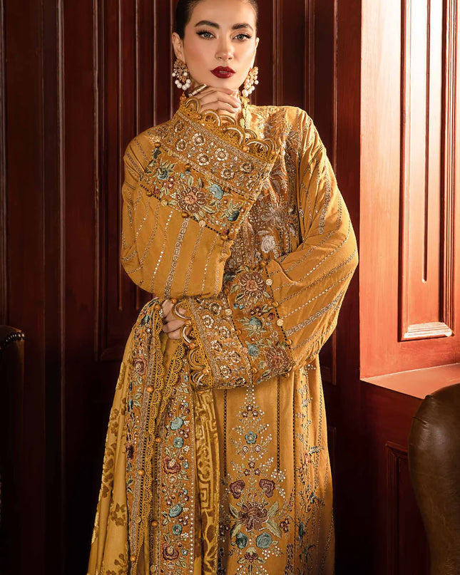 3 Piece Unstitched Embroidered Twill Linen Suit | DL-1207