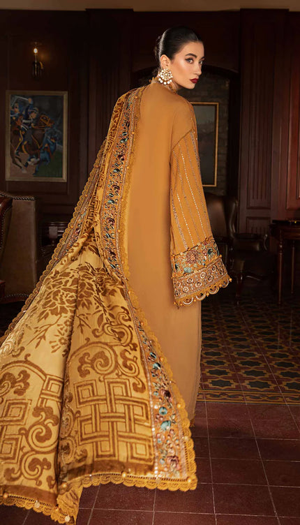 3 Piece Unstitched Embroidered Twill Linen Suit | DL-1207