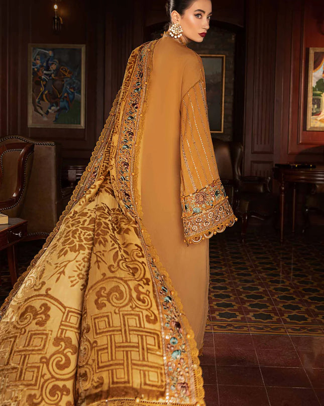 3 Piece Unstitched Embroidered Twill Linen Suit | DL-1207