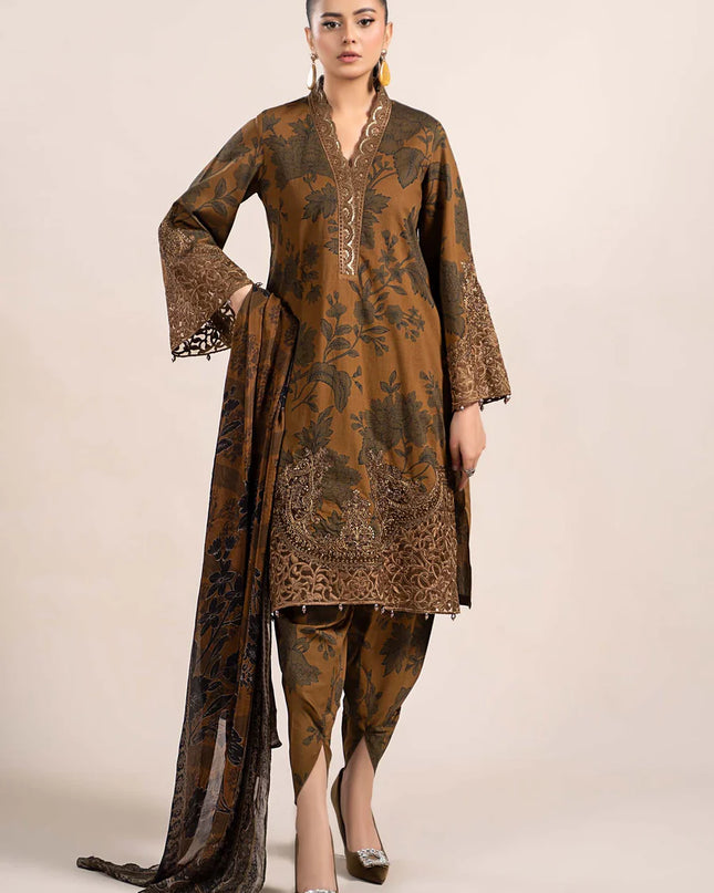 3 Piece Printed Cambric Suit | MPS-2309-A