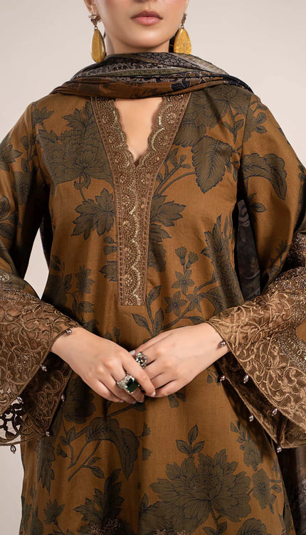 3 Piece Printed Cambric Suit | MPS-2309-A
