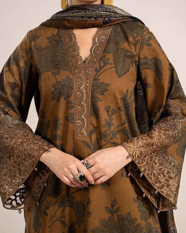 3 Piece Printed Cambric Suit | MPS-2309-A