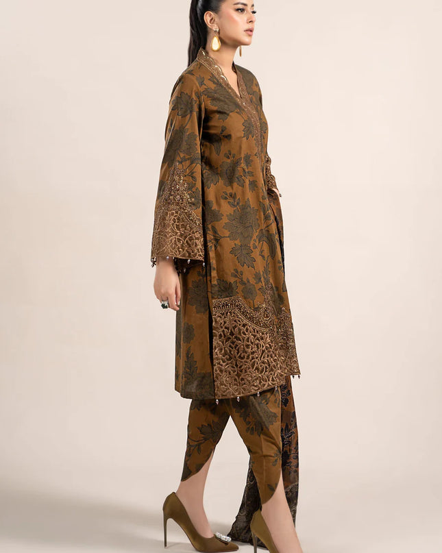 3 Piece Printed Cambric Suit | MPS-2309-A