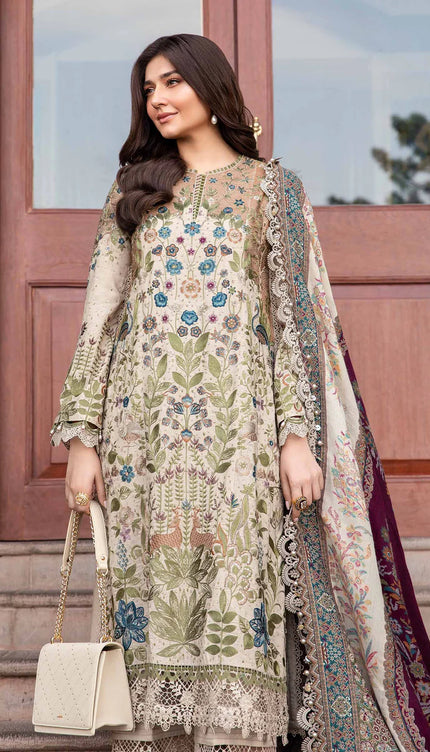 3 Piece Unstitched Embroidered Linen Suit | DL-1211