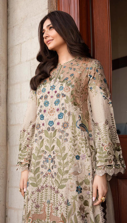 3 Piece Unstitched Embroidered Linen Suit | DL-1211