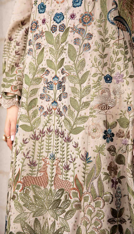 3 Piece Unstitched Embroidered Linen Suit | DL-1211