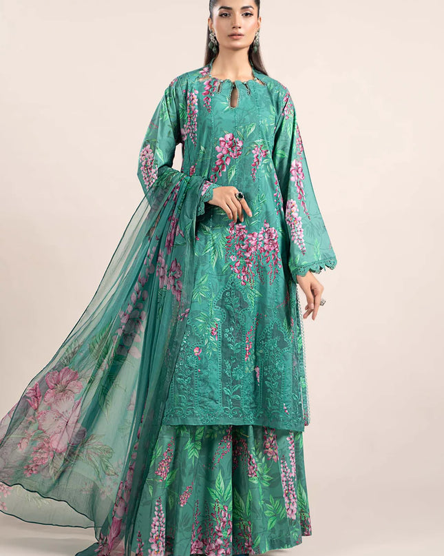 3 Piece Printed Cambric Suit | MPS-2301-A
