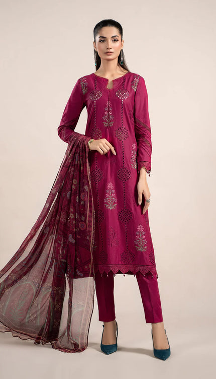 3 Piece Printed Cambric Suit | MPS-2303-B
