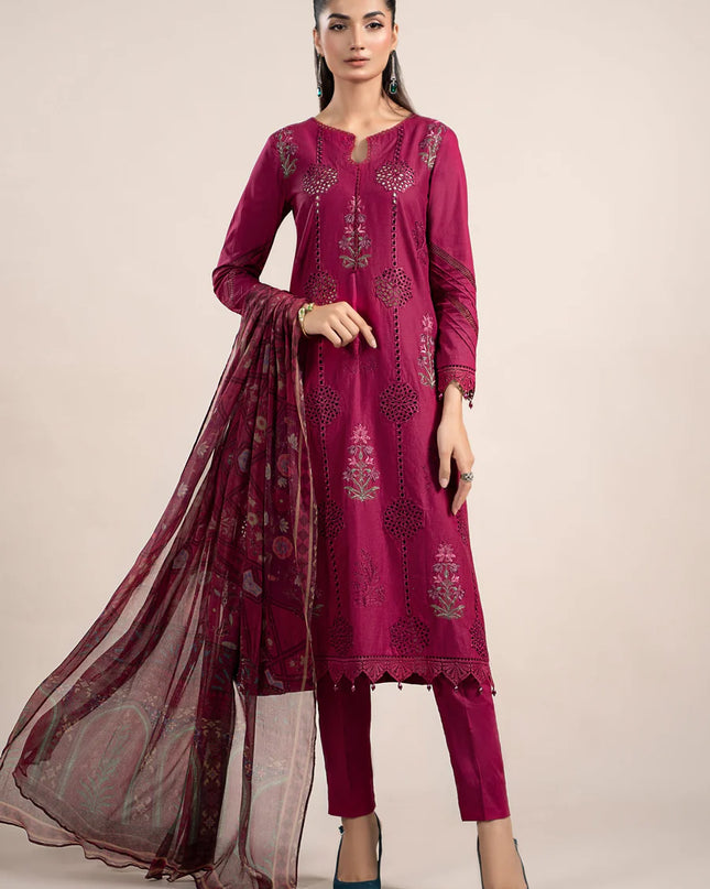 3 Piece Printed Cambric Suit | MPS-2303-B