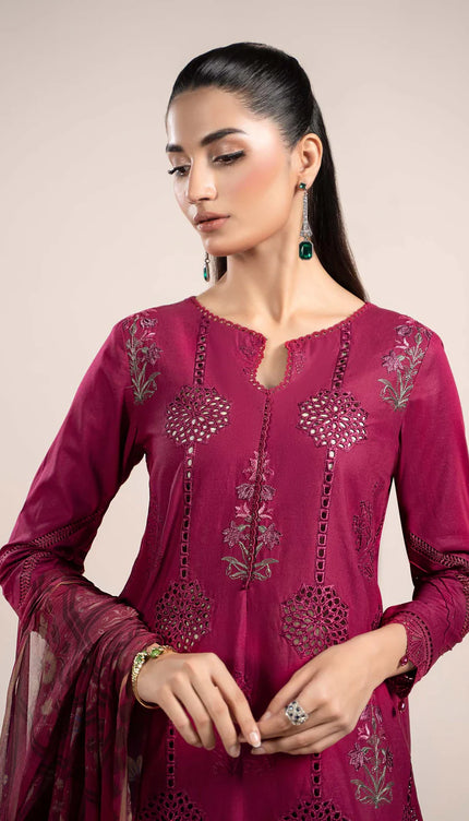 3 Piece Printed Cambric Suit | MPS-2303-B