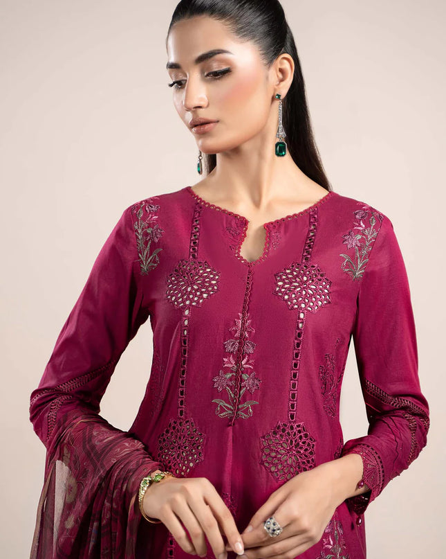 3 Piece Printed Cambric Suit | MPS-2303-B