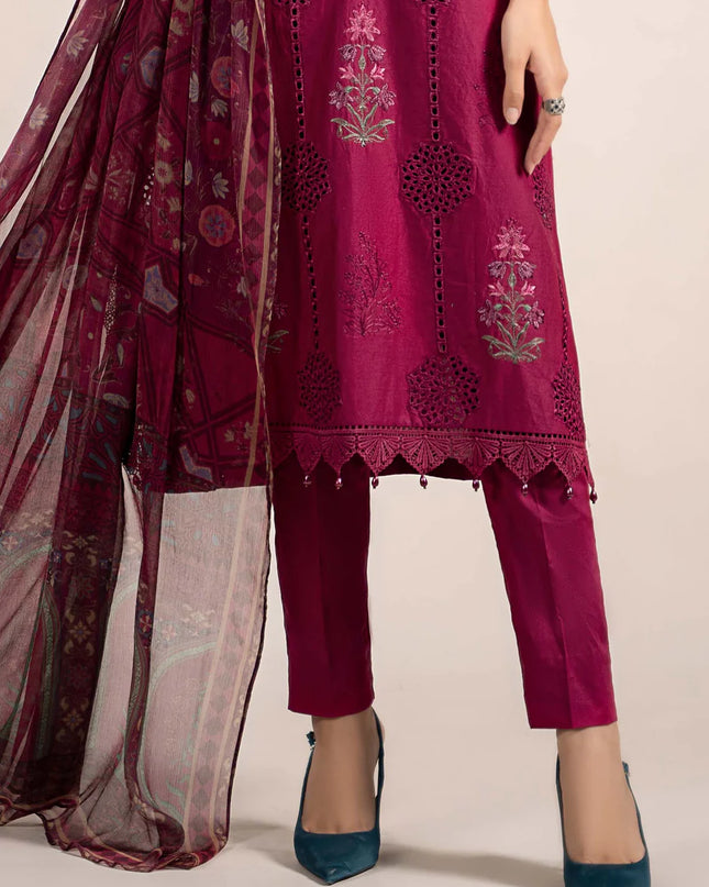 3 Piece Printed Cambric Suit | MPS-2303-B